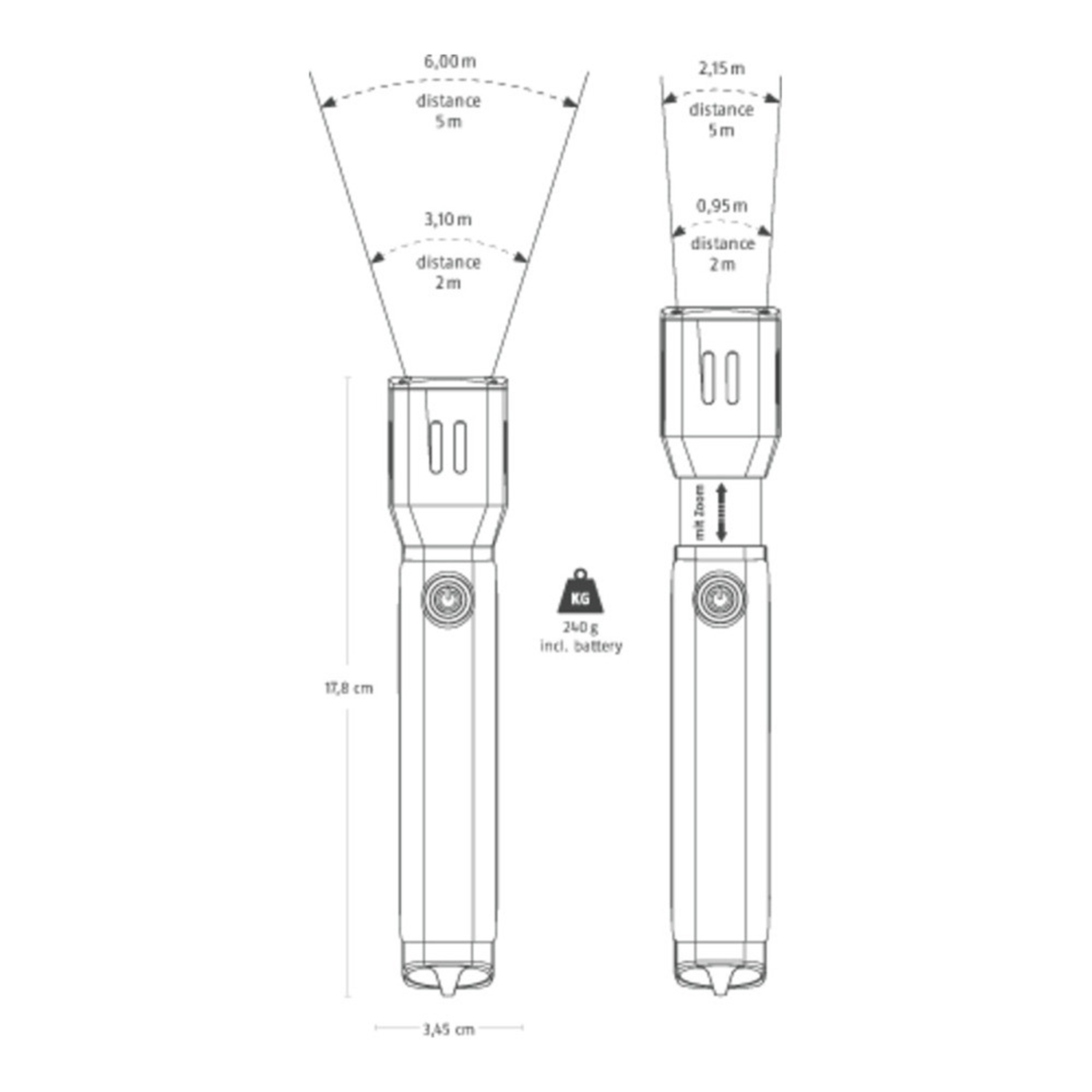 ABUS TL-517 Taschenlampe   inkl. rotes Licht / Strobo